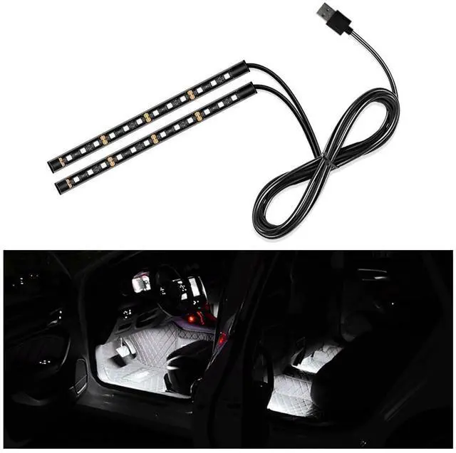 Main image of _Mega Brand Car LED Strip Light, 24 LED Auto Interior Under Dash Atmosphere Lights with USB Port, Vehicle Decor Lamp Ambient Night Light Strip Lighting Kit, Universal Car Accessories (White)
