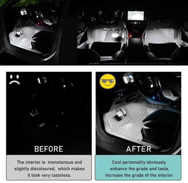 Alt view image 5 of 6 - _Mega Brand Car LED Strip Light, 24 LED Auto Interior Under Dash Atmosphere Lights with USB Port, Vehicle Decor Lamp Ambient Night Light Strip Lighting Kit, Universal Car Accessories (White)