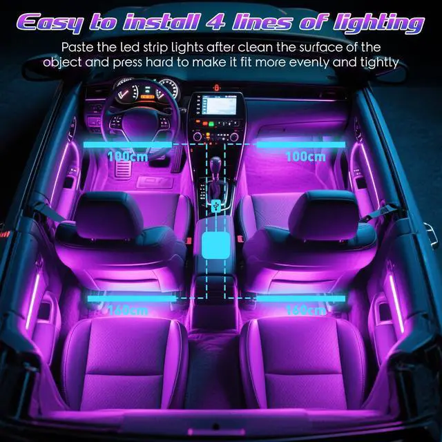 Alt view image 7 of 7 - _Mega Brand Led Lights for Car Accessories Interior, Birthday Gifts for Women Men, Halloween Trunk or Trick Car Decorations Kit APP Control with USB Port Color Change Lights for Jeep Truck Decor, 12V