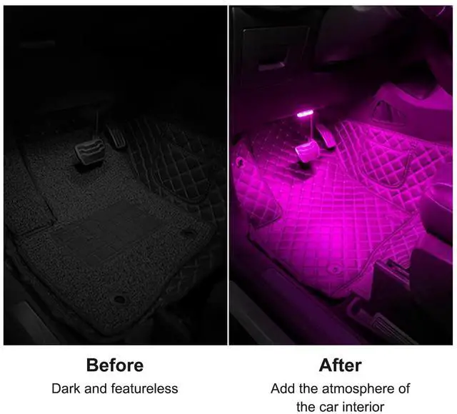 Alt view image 3 of 6 - _Mega Brand 4Pcs Car LED Lights Interior Wireless, 7 Colors Interior Car Lights with 6 Bright LED Lamp Beads, Portable USB Rechargeable Car Interior Led Night Light for Car Decor
