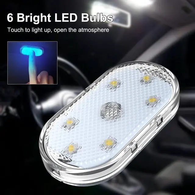 Alt view image 2 of 6 - _Mega Brand 4Pcs Car LED Lights Interior Wireless, 7 Colors Interior Car Lights with 6 Bright LED Lamp Beads, Portable USB Rechargeable Car Interior Led Night Light for Car Decor