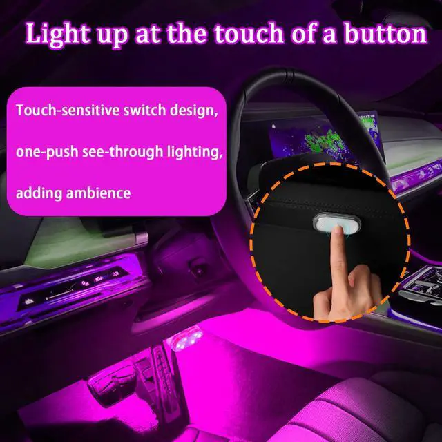 Alt view image 4 of 7 - _Mega Brand 4 PCS Car LED Lights for Car Interior, 7 Colors Magnetic USB Wireless LED Lights with Bright LED Lamp Beads, Portable Touch Rechargeable LED Interior Auto Lights for Car Decor