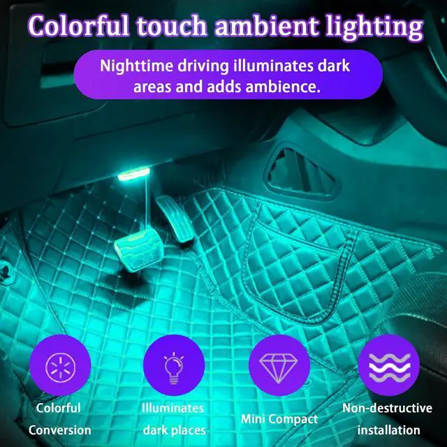 Alt view image 7 of 7 - _Mega Brand 4 PCS Car LED Lights for Car Interior, 7 Colors Magnetic USB Wireless LED Lights with Bright LED Lamp Beads, Portable Touch Rechargeable LED Interior Auto Lights for Car Decor