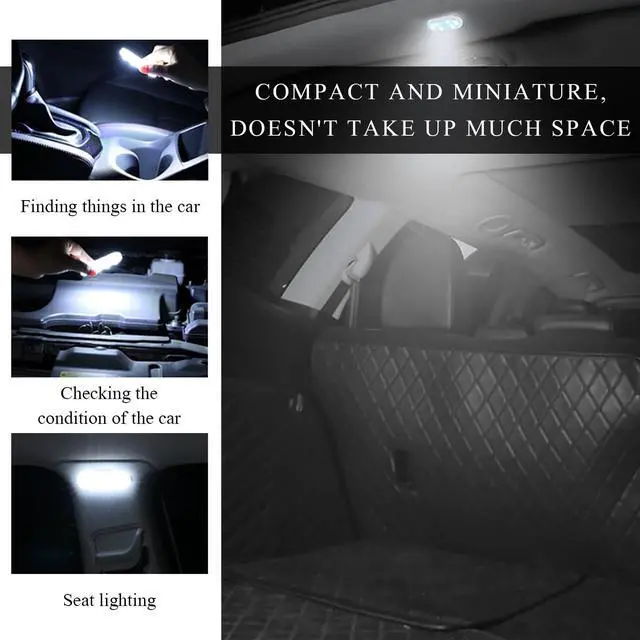 Alt view image 4 of 6 - _Mega Brand 2 PCS Car LED Lights Interior Wireless, Sticky Car Ambient Lighting with 6 Bright LED Lamp Beads, Portable USB Rechargeable Vehicle Interior Led Night Light for Car (White)