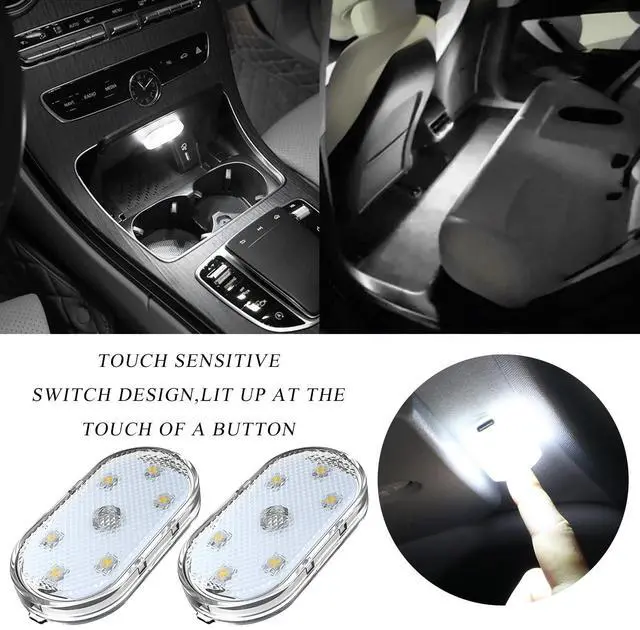 Alt view image 5 of 6 - _Mega Brand 2 PCS Car LED Lights Interior Wireless, Sticky Car Ambient Lighting with 6 Bright LED Lamp Beads, Portable USB Rechargeable Vehicle Interior Led Night Light for Car (White)