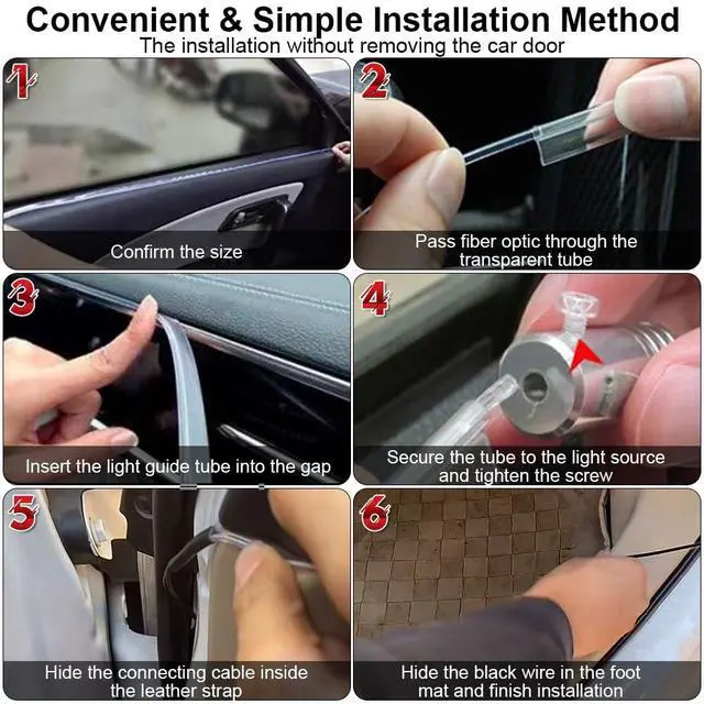 Alt view image 5 of 7 - _Mega Brand Interior Car LED Strip Lights APP Control, 5 in 1 RGB 16 Million Colors Ambient Lighting Kit with 236 inches Fiber Optic, Music Mode Inside Car Lighting Decorations