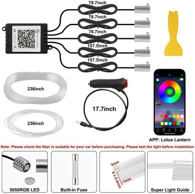 Alt view image 6 of 7 - _Mega Brand Interior Car LED Strip Lights APP Control, 5 in 1 RGB 16 Million Colors Ambient Lighting Kit with 236 inches Fiber Optic, Music Mode Inside Car Lighting Decorations