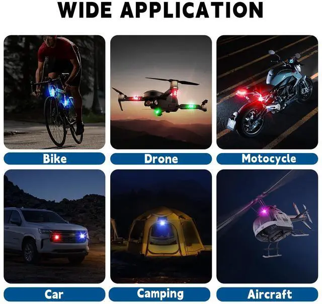 Alt view image 4 of 7 - _Mega Brand 4PCS Wireless LED Strobe Lights with Remote Control, 8 Colors USB Charing Waterproof Wireless Led Lights For Car Interior, Truck, Stroller, Drone, Motorcycles, Bike Anti-Collision etc