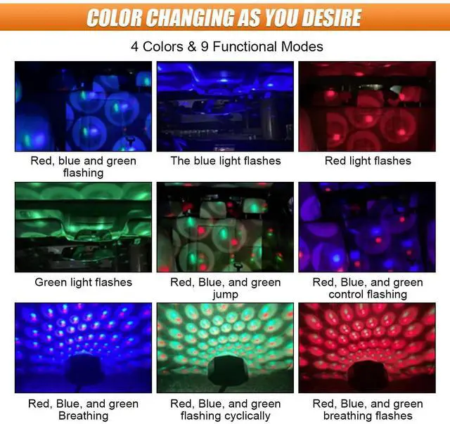 Alt view image 5 of 6 - _Mega Brand Star Projector Night Light, Portable USB LED Ambient Light - 4 Colors & 9 Modes Atmosphere Star Lights for Car, Ceiling, Bedroom, Party (1PCS)