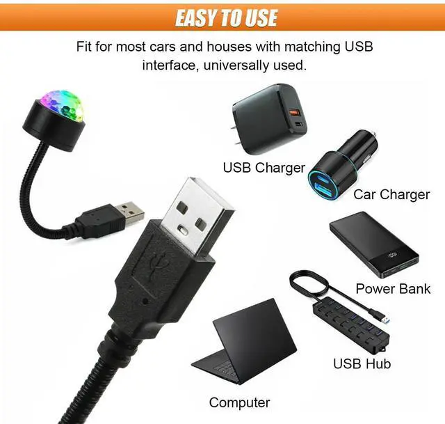 Alt view image 6 of 6 - _Mega Brand Star Projector Night Light, Portable USB LED Ambient Light - 4 Colors & 9 Modes Atmosphere Star Lights for Car, Ceiling, Bedroom, Party (1PCS)