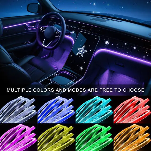 Alt view image 3 of 7 - _Mega Brand Interior Car LED Lights Wireless 5 in 1 RGB Ambient Lighting Kit with 236" Fiber Optic, 16 Million Colors, APP Music Sync, Waterproof car led Lights for Cars, Trucks, SUVs