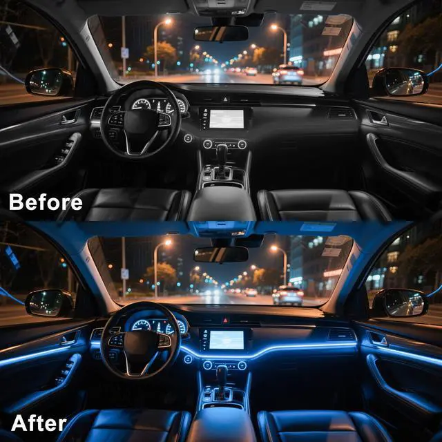 Alt view image 6 of 7 - _Mega Brand Interior Car LED Lights Wireless 5 in 1 RGB Ambient Lighting Kit with 236" Fiber Optic, 16 Million Colors, APP Music Sync, Waterproof car led Lights for Cars, Trucks, SUVs