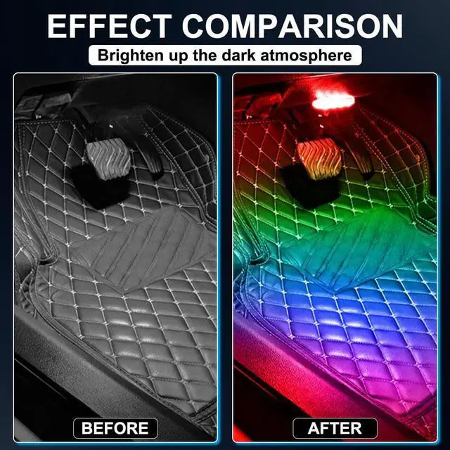 Alt view image 2 of 7 - _Mega Brand 4Pcs LED Interior Car Lights Wireless with Remote, Portable USB Rechargeable Car Interior Led Night Light for Car Decor