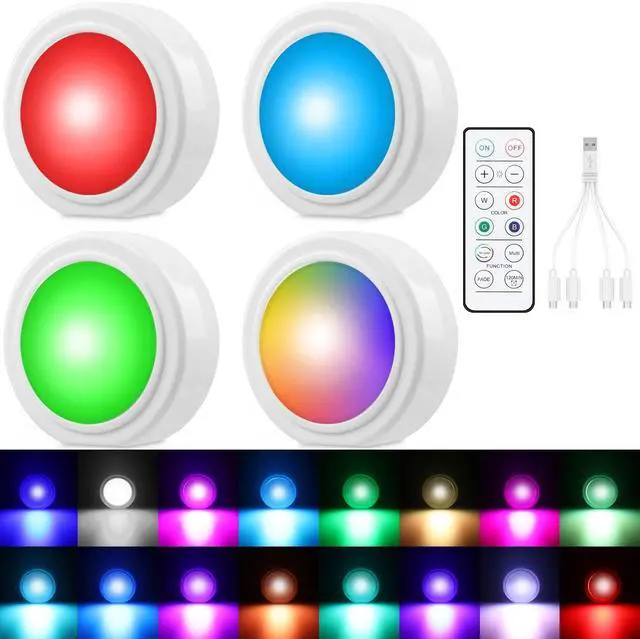 Main image of _Mega Brand 4 Pcs Wireless Interior Car Led Lights with Remote Control, 16 Colors USB Rechargeable, Magnetic Touch Ambient Led Lights for Decor