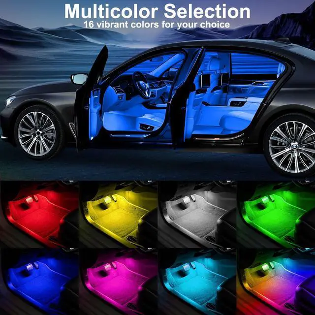 Alt view image 2 of 6 - _Mega Brand 4 Pcs Wireless Interior Car Led Lights with Remote Control, 16 Colors USB Rechargeable, Magnetic Touch Ambient Led Lights for Decor