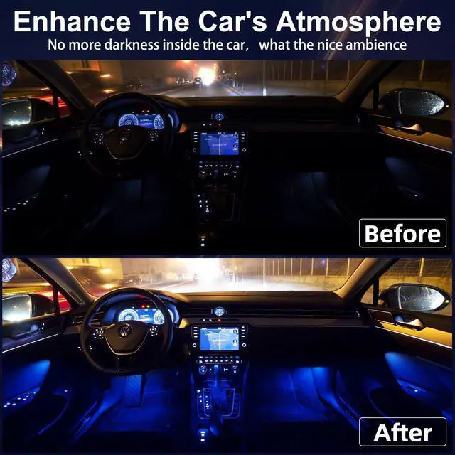 Alt view image 3 of 6 - _Mega Brand 4 Pcs Wireless Interior Car Led Lights with Remote Control, 16 Colors USB Rechargeable, Magnetic Touch Ambient Led Lights for Decor