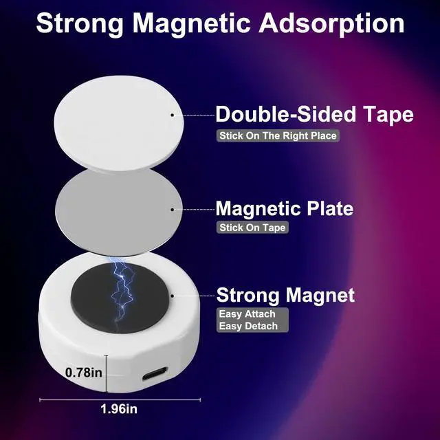 Alt view image 5 of 6 - _Mega Brand 4 Pcs Wireless Interior Car Led Lights with Remote Control, 16 Colors USB Rechargeable, Magnetic Touch Ambient Led Lights for Decor