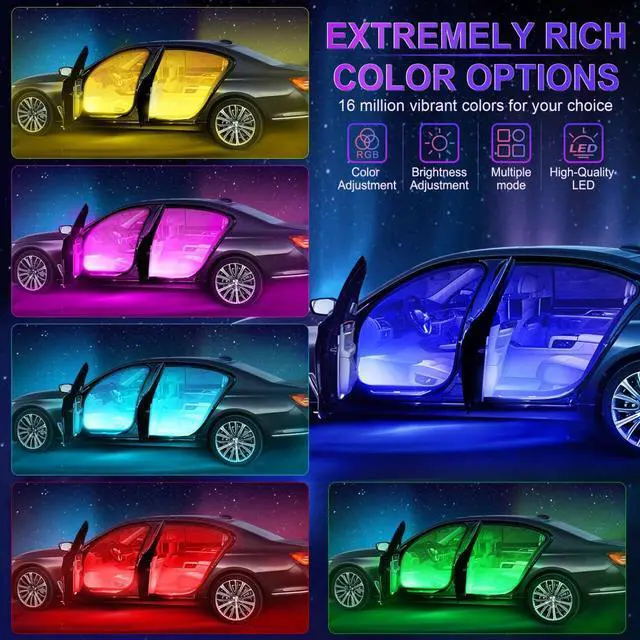 Alt view image 2 of 6 - _Mega Brand Accent Interior Car Lights,Smart Car Interior Lights with App Control,RGB LED Lights with Music Mode and DIY Mode,2 Lines Design LED Lights for Cars with Charger,Car Accessories for Women