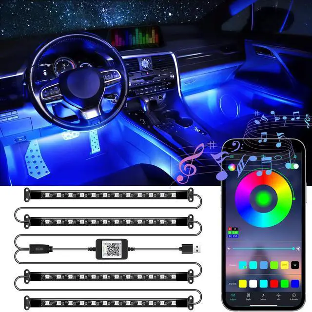 Main image of _Mega Brand Accent Interior Car Lights,Smart Car Interior Lights with App Control,RGB LED Lights with Music Mode and DIY Mode,2 Lines Design LED Lights for Cars with Charger,Car Accessories for Women