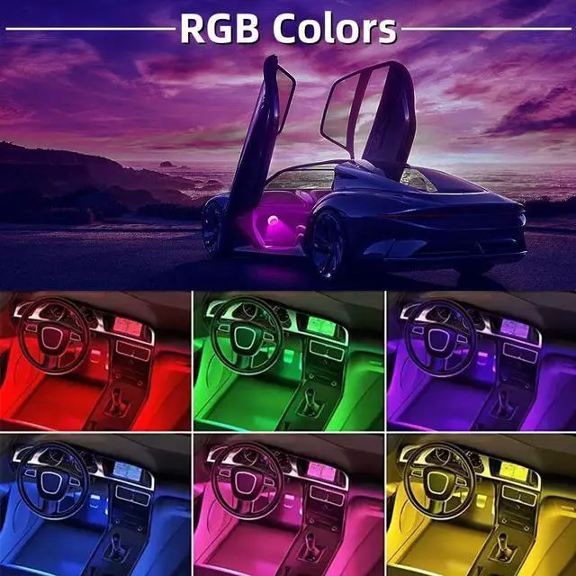 Alt view image 2 of 7 - _Mega Brand 4PCS Wireless LED Interior Car Lights with Remote Control, Ambient Lighting Kits, Car Neon Lights with Rechargeable Battery,Last for More Than 10 Hours Lighting