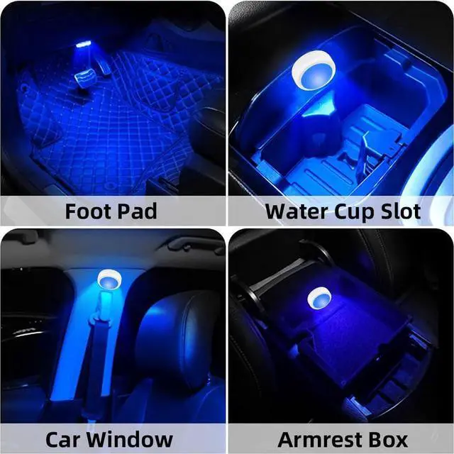 Alt view image 4 of 7 - _Mega Brand 4PCS Wireless LED Interior Car Lights with Remote Control, Ambient Lighting Kits, Car Neon Lights with Rechargeable Battery,Last for More Than 10 Hours Lighting