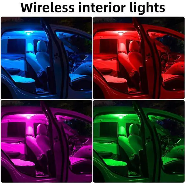 Alt view image 5 of 7 - _Mega Brand 4PCS Wireless LED Interior Car Lights with Remote Control, Ambient Lighting Kits, Car Neon Lights with Rechargeable Battery,Last for More Than 10 Hours Lighting