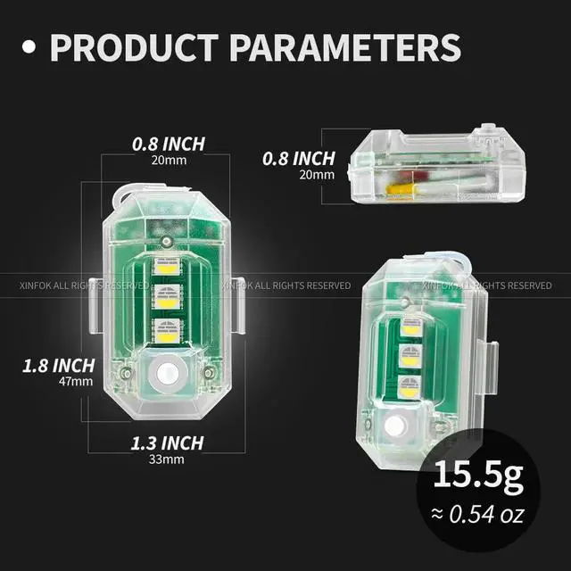 Alt view image 2 of 7 - _Mega Brand 8Pcs Wireless LED Strobe Lights with Remote Control,RGB Aircraft Strobe Lights High Brightness 8 Colors Waterproof Anti-Collision Night Warning Lighting for Car Motorcycle RC Aircraft Bike