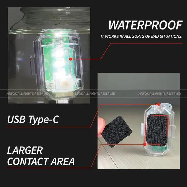 Alt view image 3 of 7 - _Mega Brand 8Pcs Wireless LED Strobe Lights with Remote Control,RGB Aircraft Strobe Lights High Brightness 8 Colors Waterproof Anti-Collision Night Warning Lighting for Car Motorcycle RC Aircraft Bike