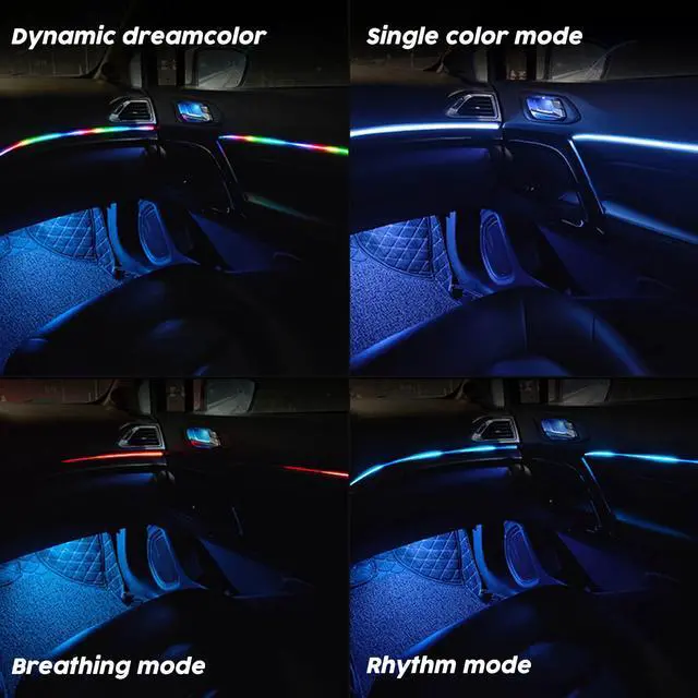 Alt view image 2 of 7 - _Mega Brand Interior Car LED Lights, RGB Dream Color Acrylic LED Lights for Car, Ambient Lighting Kits with Wireless APP and RF Remote Control, Music Sync Dynamic Chasing (10 in 1)