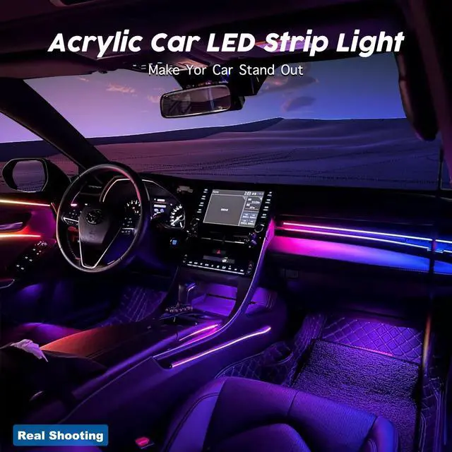 Alt view image 6 of 7 - _Mega Brand Interior Car LED Lights, RGB Dream Color Acrylic LED Lights for Car, Ambient Lighting Kits with Wireless APP and RF Remote Control, Music Sync Dynamic Chasing (10 in 1)