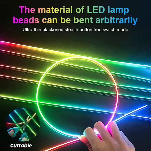 Alt view image 7 of 7 - _Mega Brand Interior Car LED Lights, RGB Dream Color Acrylic LED Lights for Car, Ambient Lighting Kits with Wireless APP and RF Remote Control, Music Sync Dynamic Chasing (10 in 1)