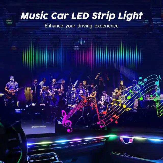 Alt view image 5 of 7 - _Mega Brand Interior Car LED Lights, RGB Dream Color Acrylic LED Lights for Car, Ambient Lighting Kits with Wireless APP and RF Remote Control, Music Sync Dynamic Chasing (10 in 1)