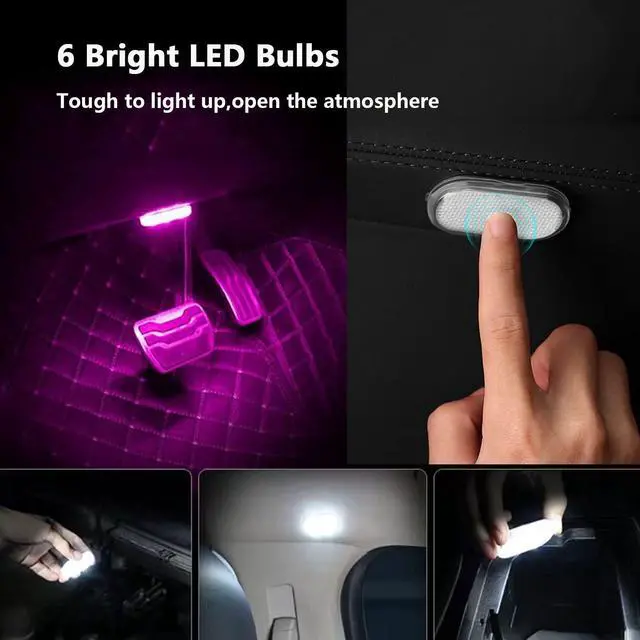 Alt view image 2 of 7 - _Mega Brand 4Pcs Wireless LED Lights for Car Interior,7 Colors Ambient Lighting Car Interior,Car Lights Inside Your Car,USB Rechargeable Car Interior Led Night Light for Car Decor
