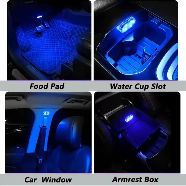 Alt view image 5 of 7 - _Mega Brand 4Pcs Wireless LED Lights for Car Interior,7 Colors Ambient Lighting Car Interior,Car Lights Inside Your Car,USB Rechargeable Car Interior Led Night Light for Car Decor