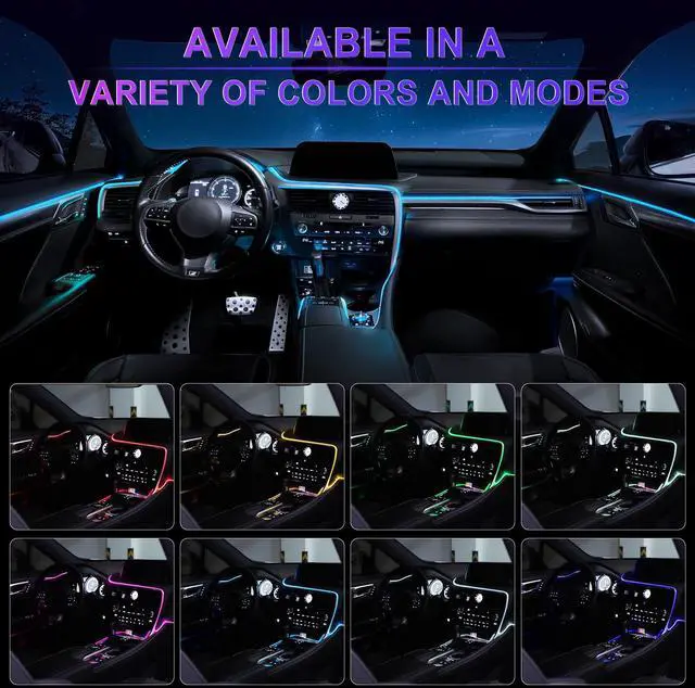 Alt view image 6 of 6 - _Mega Brand Smart LED Car Lights Interior with USB Port,LED Strip Fiber Optic Ambient Lighting Car, Wireless App Control,Sync to Music,Car Decorations Interior Accessories Gifts for Women Men,6 in 1