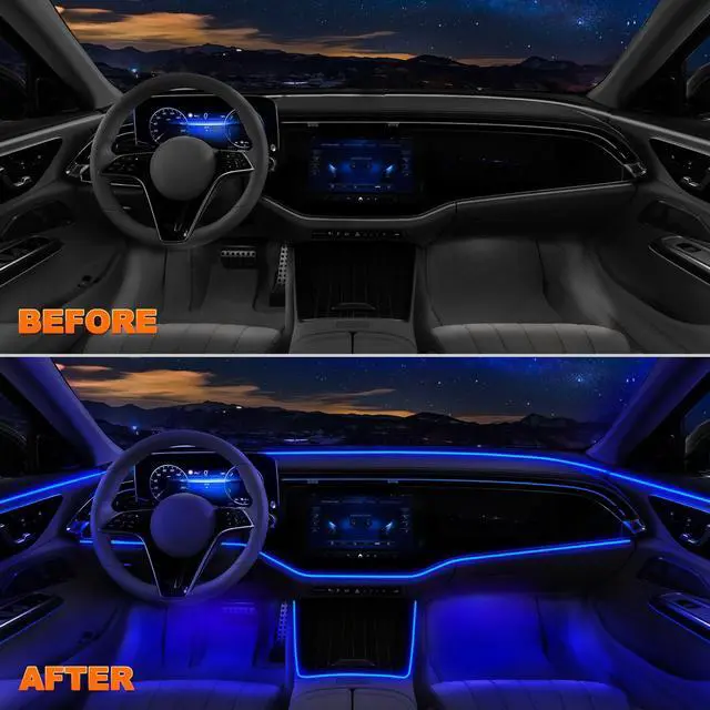 Alt view image 7 of 7 - _Mega Brand Interior Car LED Strip Lights with Wireless APP and Remote Control, RGB 5 in 1 Ambient Lighting Kits with 236 inches Fiber Optic, 16 Million Colors Car Neon Lights, Sync to Music