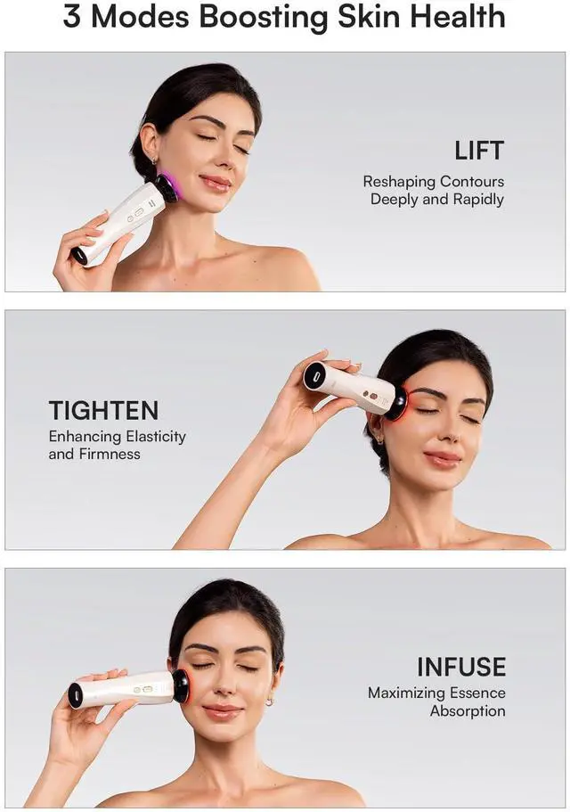 Alt view image 7 of 7 - _Mega Brand 3-in-1 Red Light Therapy for Face and Neck Facial Massager True Beauty Glow Device, Lifting & Firming Skincare Tool