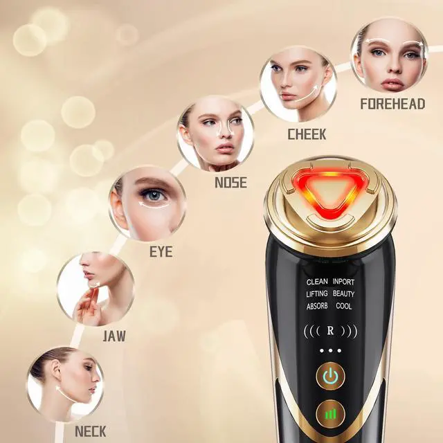 Alt view image 2 of 7 - _Mega Brand Radio Frequency Facial Machine with EMS - Anti-Aging Skin Tightening Rejuvenation Skin Care Eqipment Home Use,5 in 1 Light Therapy for Wrinkles Lifting High Frequency Face Massager.