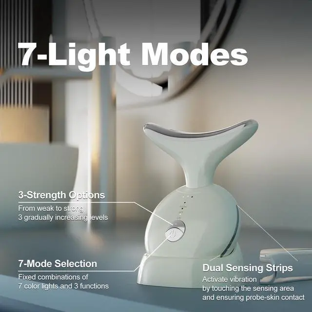 Alt view image 7 of 7 - _Mega Brand 7 in 1 Face Massager Tool, Red Light Therapy for Face and Neck, Portable Face Lift Device, Neck Massager for Double Chin Reducer