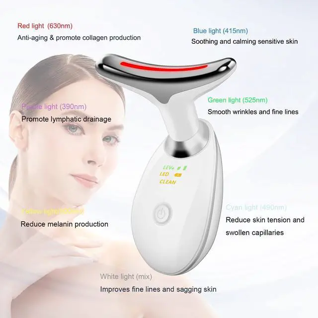 Alt view image 2 of 6 - _Mega Brand Face and Neck Massager Tools, Portable Facial Beauty Device,Facial Massager with 7 Color LED Lights for Skin Care