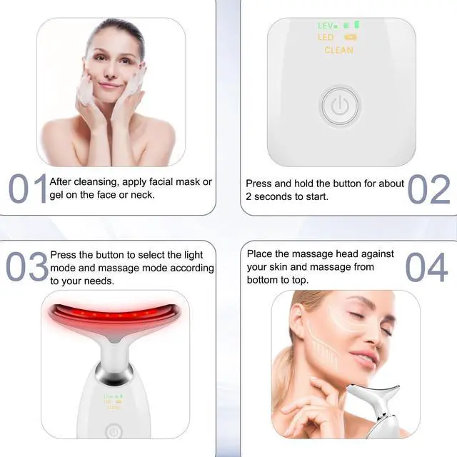 Alt view image 6 of 6 - _Mega Brand Face and Neck Massager Tools, Portable Facial Beauty Device,Facial Massager with 7 Color LED Lights for Skin Care