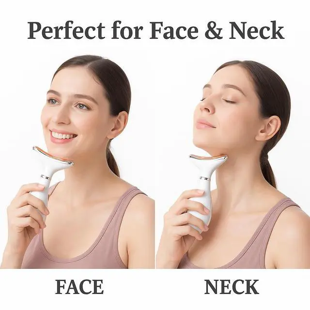 Alt view image 3 of 7 - _Mega Brand 3-in-1 Face Massager Facial Massager Tool with Soothing Heat, Vibration, and Smart Touch Red, Blue & Green Light Modes for Relaxation and Radiance Compact & Portable - White
