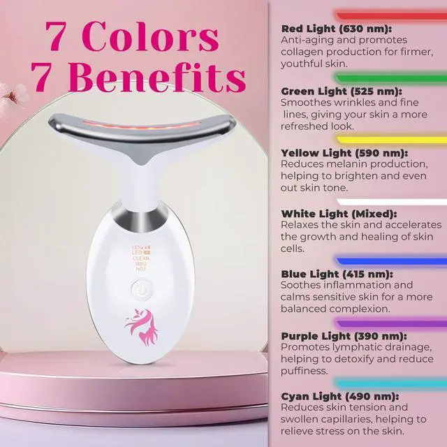 Alt view image 3 of 7 - Red Light Therapy for Face, Facial Massager, Skin Tightening & Anti-Aging Face Lift Device, True Beauty Glow Facial Massager, 7-in-1 LED Facial Sculptor