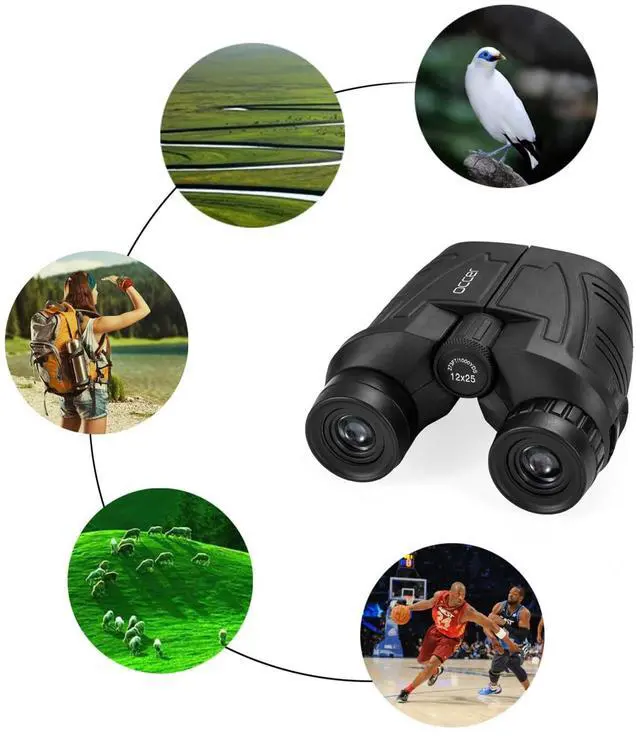 Alt view image 6 of 7 - Occer 12x25 Compact Binoculars for Adults and Kids, Large Eyepiece Waterproof Binocular with Low Light Vision,High Powered Easy Focus Binoculars for Bird Watching,Outdoor Hunting,Travel,Sightseeing