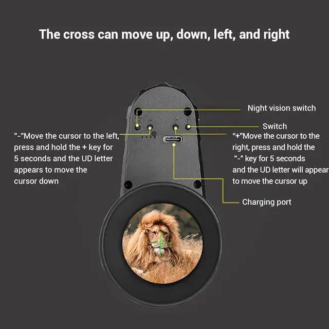 Alt view image 5 of 6 - _Mega Brand Head-Mounted Night Vision Monocular Goggles with Elastic Head Strap,Default 7X Magnification,NVG Equipment 1148FT Range with Riflescope 1.54 in HD Screen,Rechargeable for Hunting Camping