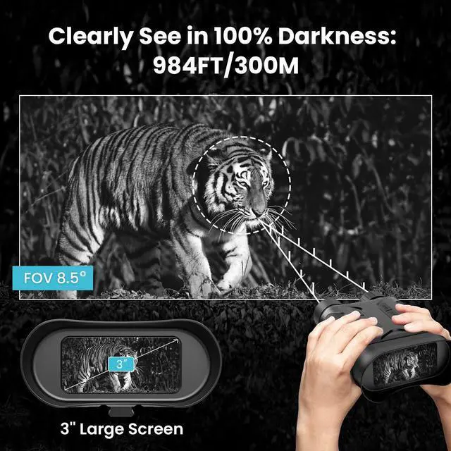 Alt view image 4 of 7 - _Mega Brand 4K Digital Night Vision Goggles Binoculars for Total Darkness,32GB Memory Card for Photo and Video Storage,3''Large Screen Perfect for Hunting and Farm Monitoring