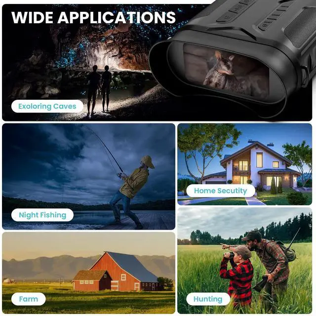Alt view image 7 of 7 - _Mega Brand 4K Digital Night Vision Goggles Binoculars for Total Darkness,32GB Memory Card for Photo and Video Storage,3''Large Screen Perfect for Hunting and Farm Monitoring