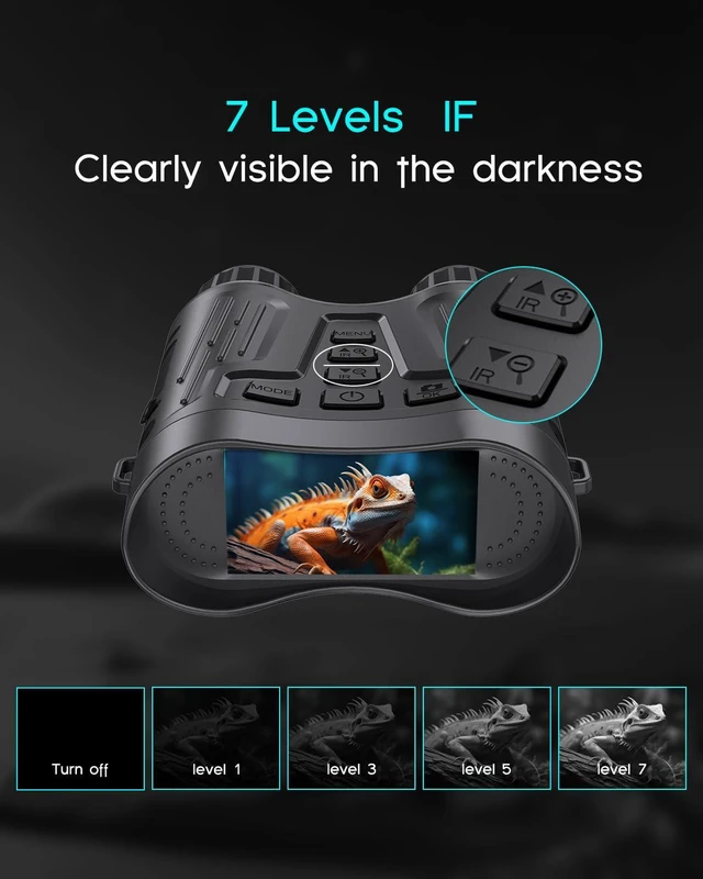 Alt view image 5 of 7 - 4K Night Vision Binoculars with Video Recording for Men, for Dad & Husband, 3.2" HD Display, 8X Zoom, 32GB Card,Gifts for Valentines Day, Birthday, Outdoor Camping and Wildlife Observation