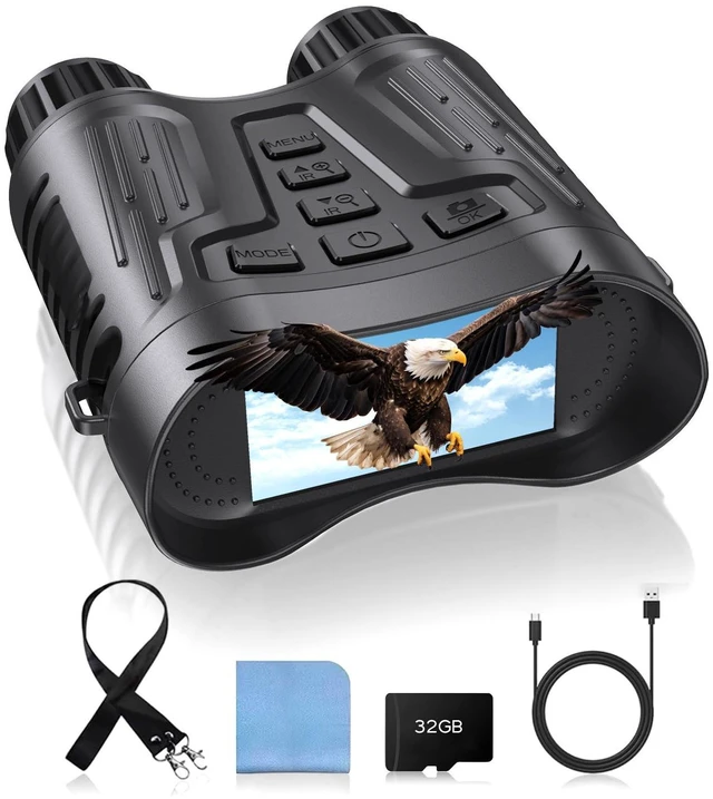 Main image of 4K Night Vision Binoculars with Video Recording for Men, for Dad & Husband, 3.2" HD Display, 8X Zoom, 32GB Card,Gifts for Valentines Day, Birthday, Outdoor Camping and Wildlife Observation