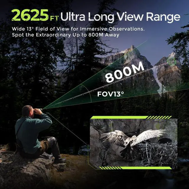 Alt view image 3 of 7 - _Mega Brand Night Vision Goggles, 3.2 HD Screen, 2625FT View Range, 5000mAh Battery, 7 IR Levels, 8X Zoom, 128GB - 4K Night Vision Binoculars Gift Set with Compass for Hunting, Wildlife, Security